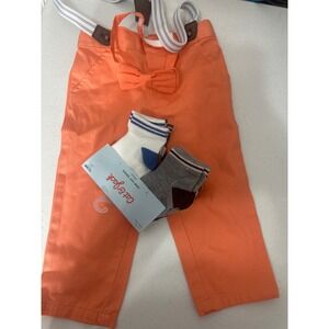 Just One You made by Carter's Baby Boy Orange Pants Suspenders Bow Tie Set 12M